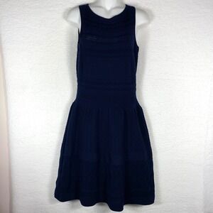 Lauren Ralph Lauren Navy Blue Knit Dress Sleeveless Textured Size S